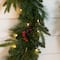 5 Piece Pre-Lit Norfolk Pine Artificial Tree, Garland and Wreath Set with Warm White LED Lights and Decorative Pots